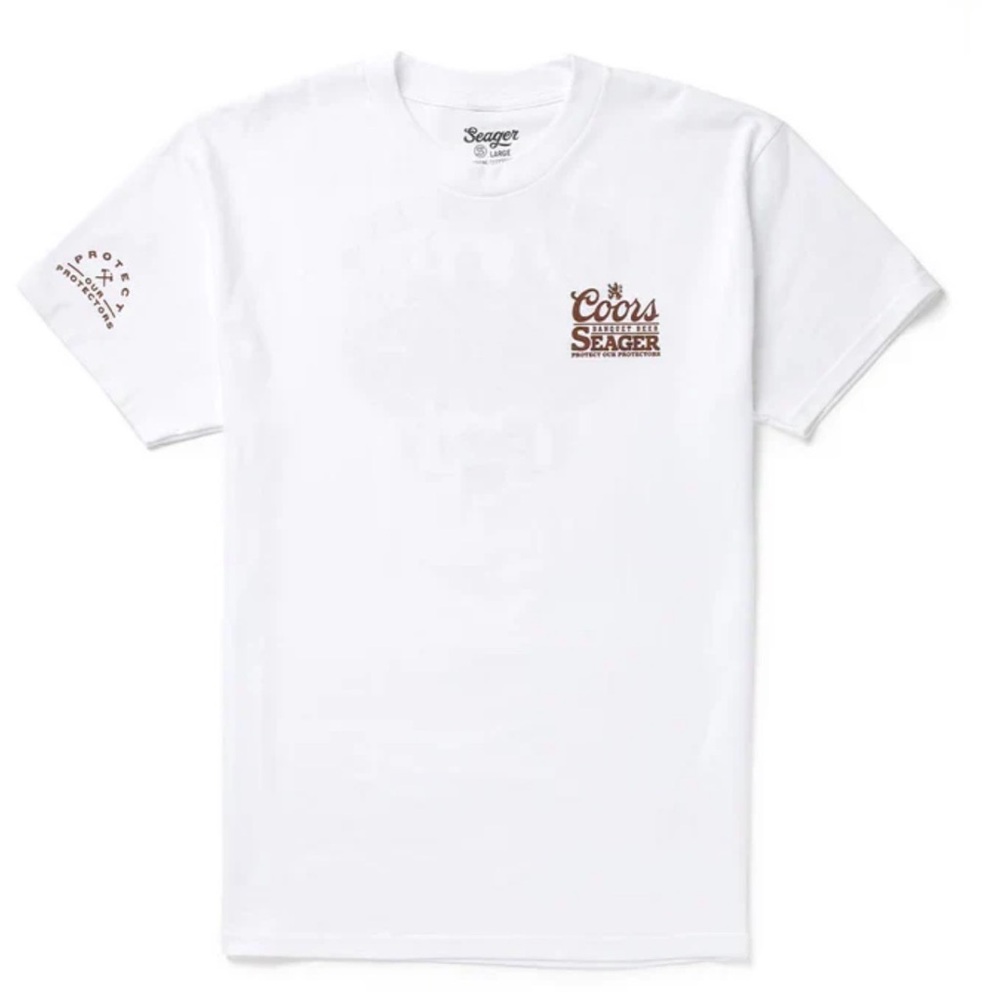 NWT SEAGER X COORS BANQUET MEN'S HOTSHOTS SHORT SLEEVE GRAPHIC T-SHIRT Sz-Large